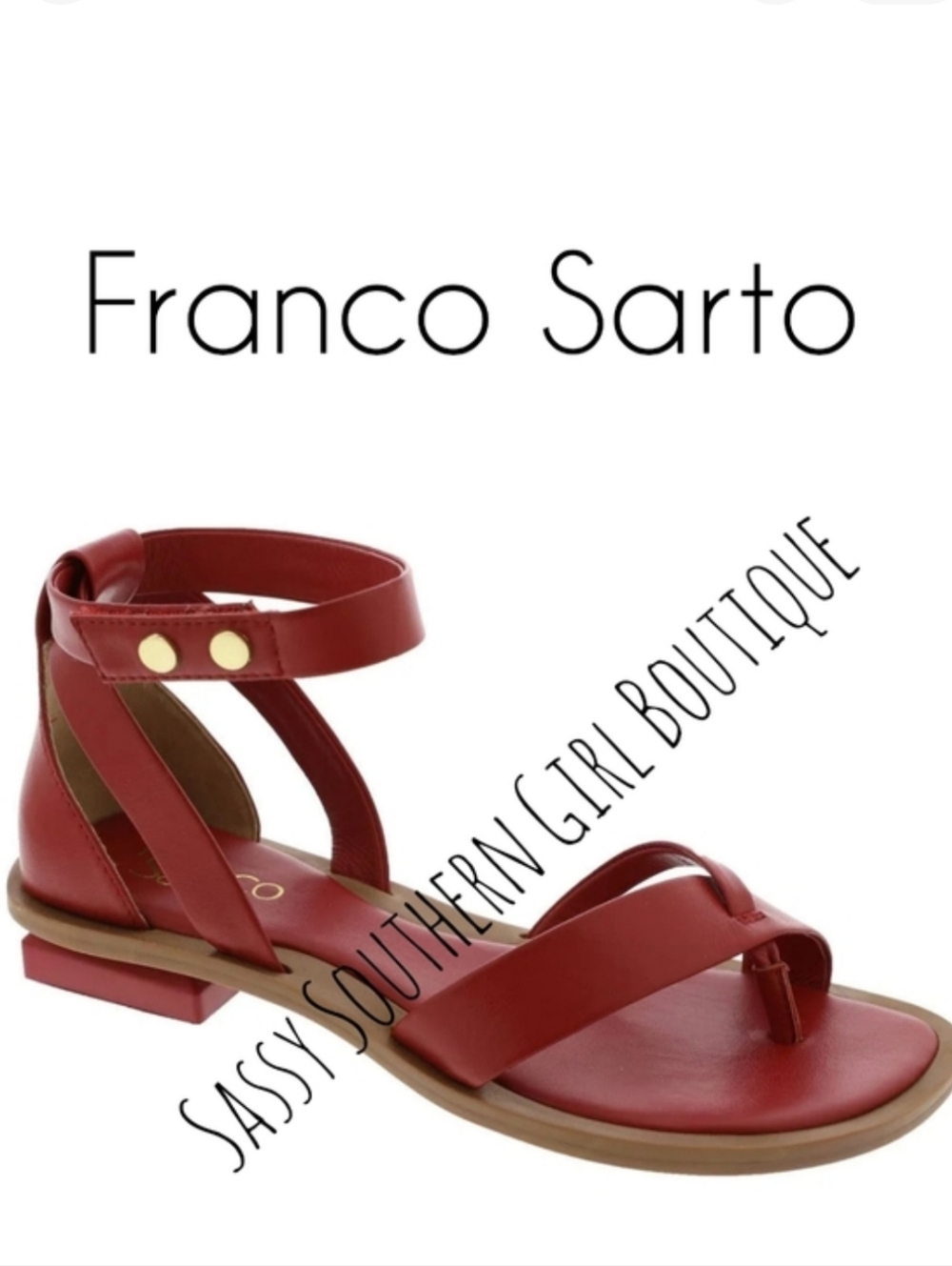 ⭐ Franco Sarto Red Leather Sandals